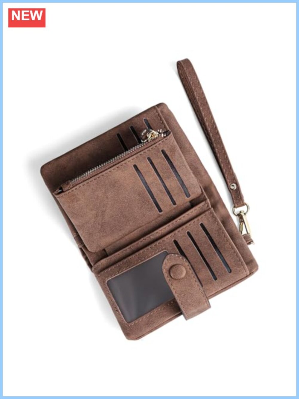 Small Bifold PU Leather Wallet RFID Blocking Wristlet Card Holder Coin Purse